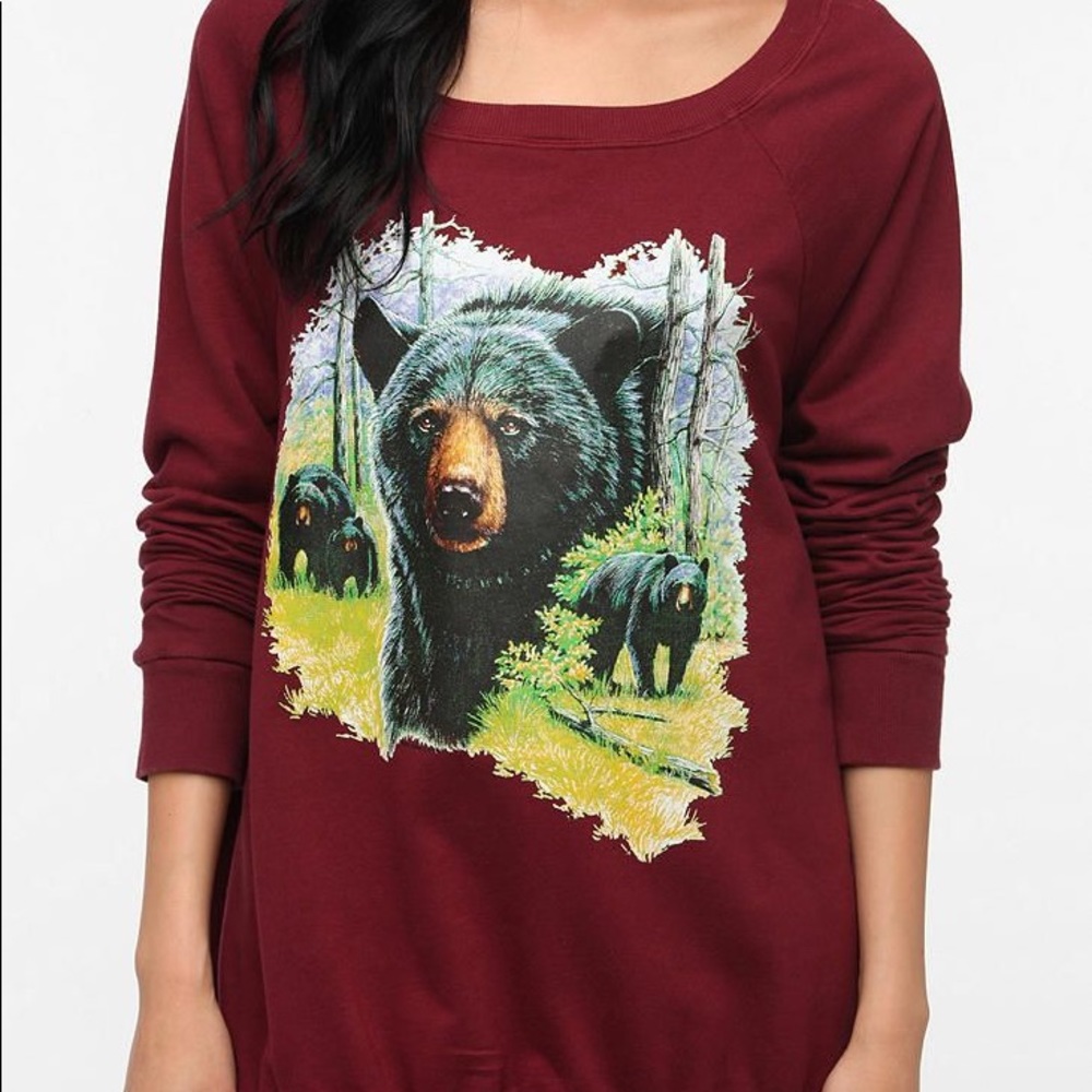 Truly Madly Deeply Black Bear Pullover Sweatshirt